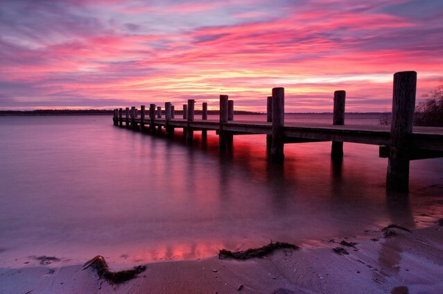Landing Stage at Morning Light, sunrise